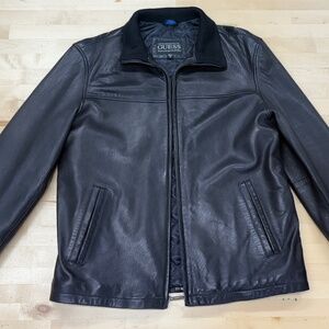 Men’s Guess Black Leather Jacket Size Medium